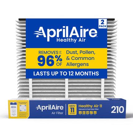 Genuine AprilAire 210 Replacement Filter for AprilAire Whole-House Air Purifiers - MERV 11, Clean Air & Dust, 20x25x4 Air Filter (Pack of 2)