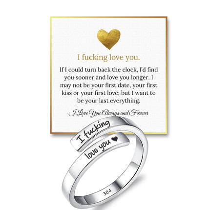 Hope Rings I F♡ing Love You Ring, Adjustable 304 Stainless Steel