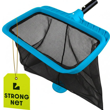 Pool Skimmer Net for Cleaning – Heavy Duty Deep Mesh Pool Net Skimmer - Fine Leaf Rake Net for Swimming Pools, Ponds - Strong Frame - Fits Standard Pool Poles (Net Only, No Pole) - Blue