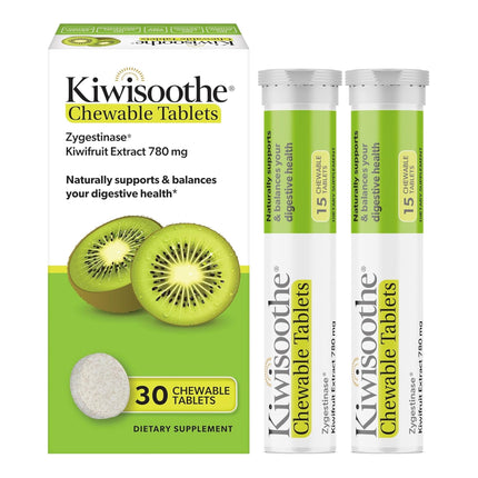 AFT Pharmaceuticals KiwiSoothe Digestive Wellness Supplement, 30 Chewable Tablets, Digestion & Gut Health, Bloating, Bowel Regularity Support, Immune Support, Kiwifruit Extract Supplement