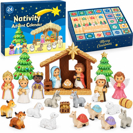 Nativity Advent Calendar 2026 for Kids - 24 Days of little people Christmas Nativity Scene Set for Toddlers, Christmas Countdown Calendar Gifts for Kids Boys Girls Children Toddler Teens Indoor Toy