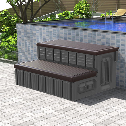 Hot Tub Steps, Outdoor Spa Steps with Storage, Non-Slip & Sturdy Hot Tub Stairs, 36 Inches Long