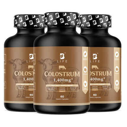 B Life Company BLife Bovine Colostrum Supplement 1400mg – Immune & Gut Health Support – Colostrum Capsules for Digestive Health – Immune Support Supplement – 60 Capsules (30 Servings) 3 Pack