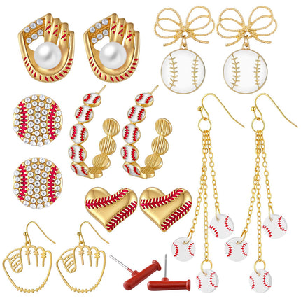 Quelay 8 Pairs Sports Earrings for Women Ball Games,Baseball Earrings