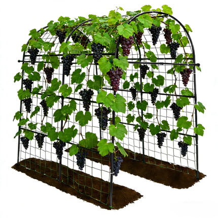 Trellume Garden Arch Trellis for Climbing Plants Outdoor - 83" H*71" W*43" L Large Rustproof Garden Trellis, Heavy Duty Grape Trellis, Tunnel Trellis for Melons, Pumpkins, Cucumbers, Peas(Black)