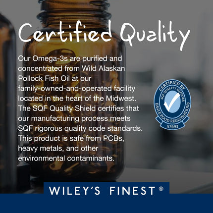 Wiley's Finest Wild Alaskan Fish Oil Peak EPA - Triple Strength Peak EPA & DHA Supplement - 1000mg Fish Oil - Omega-3s for Joint Health Support - 90 Softgels (90 Servings)