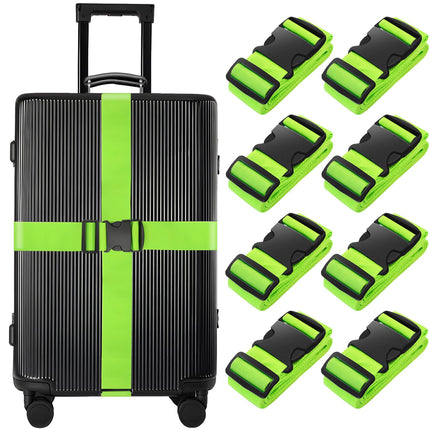 BILIONE 8 Pcs Luggage Straps, 79" Long Belts Keep Suitcase Secure While Traveling, TSA Approved Add a Bag Premium Accessory for Travel Bag Closure (8 Pcs Green)