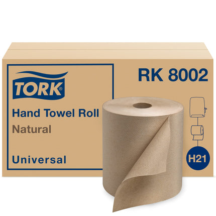 Tork Natural Paper Hand Towel Roll H21, 6 Rolls x 800 Ft, RK8002