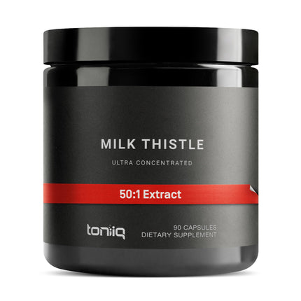 Toniiq Milk Thistle - Ultra High Potency 50:1 Extract with 80% Silymarin - Highly Concentrated - Third-Party Lab Tested - 90 Capsules
