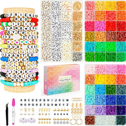 Friendship Bracelet Kit, 14,000pcs 48 Colors Clay Beads for Jewelry Making