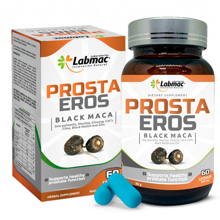 Prosta Eros - ProstaEros- Prostate Support Supplement - 7 Natural Ingredients- Black Maca, Saw Palmetto, Mashua, Cat's Claw, Gingseg, Black Nettle and Zinc. Capsules 60 Count (Pack of 1)