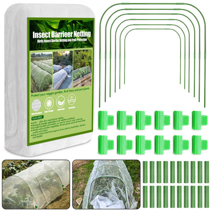 67pcs Garden Mesh Netting Kit, 6 Sets Wide Garden Hoops with Garden Covers