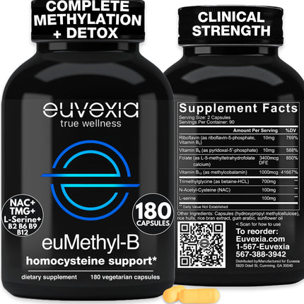 Methylated B Complex Vitamins Riboflavin B6 B12 Folate L-Serine NAC & TMG Supplements Brain Heart MTHFR Immune Support - Methylated Multivitamin L Methylfolate Active 5-MTHF (180) Dr Ekberg euMethyl-B
