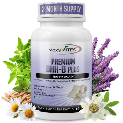 MoxyVites DHH-B Supplement - Bioactive Honokiol Magnolia bark Extract | for Cellular Health| Organic Ashwagandha & Herbs, High Strength 60 Vegan Capsules, 2 Month Supply, Non GMO