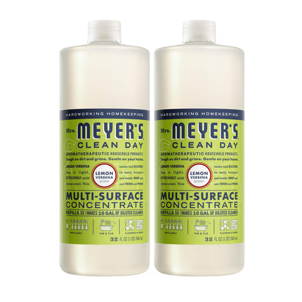 MRS. MEYER'S CLEAN DAY Multi-Surface Everyday Concentrate, Lemon Verbena Scent, 32 Fl Oz Bottle - 2 Pack