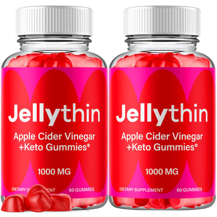 (2 Pack) Jelly Thin Gummies, Jellythin Weight Management Gummys with Apple Cider Vinegar, Advanced Health and Wellness Formula Gummys with Maximum Strength Active Lifestyle Multivitamins (120 Gummies)