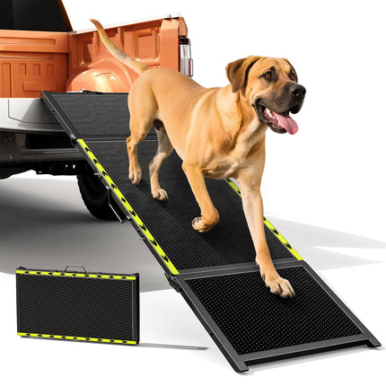 74'' L & 20'' W Longest Dog Ramp for Car - Extra Wide Portable Pet Dog Ramps for Large Dogs, Dogs Cars Ramp for Car SUV/Truck/RV/Bed, Lightweight Ramps with Non-Slip Mesh Up to 250LBS, Black