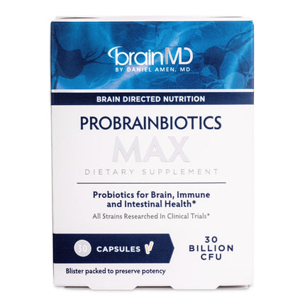 BRAINMD Dr Amen ProBrainBiotics MAX - 30 Capsules - Probiotics for Brain, Immune & Intestinal Health - Gluten Free - 30 Servings