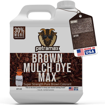 PetraMax Brown Mulch Dye Max, Refresh Fading Landscape (3600 sq ft, 64 oz)
