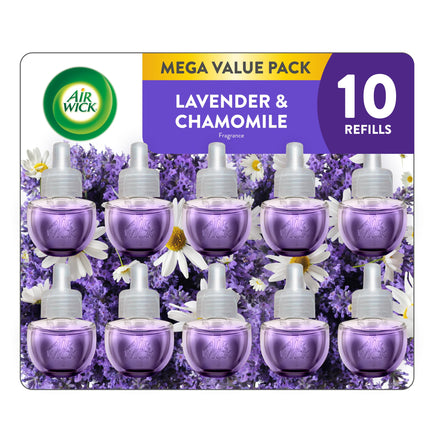 Air Wick Plug in Scented Oil Refill, 10ct, Lavender & Chamomile, Air Freshener, Essential Oils, Eco Friendly