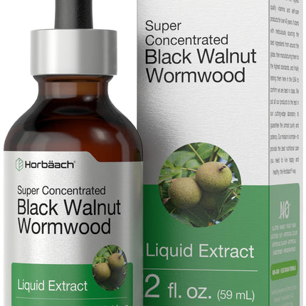 Horbäach Black Walnut Hull Wormwood Extract Tincture | 2 fl oz | Alcohol Free Liquid | Vegetarian, Non-GMO & Gluten Free Supplement
