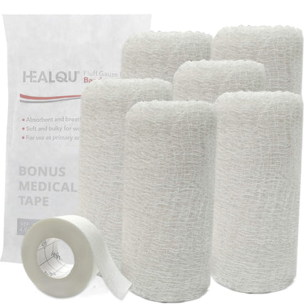 Kerlix Gauze Bandage Rolls - 4 1/2 in x 4.1 Yds, 6 Ply - 6 Single Sterile Pocuhes- Extra Absorbency - Latex Free, Hospital Grade Cotton Fluff Bandage Wrap Krinkle Style - for Wound Care & First Aid