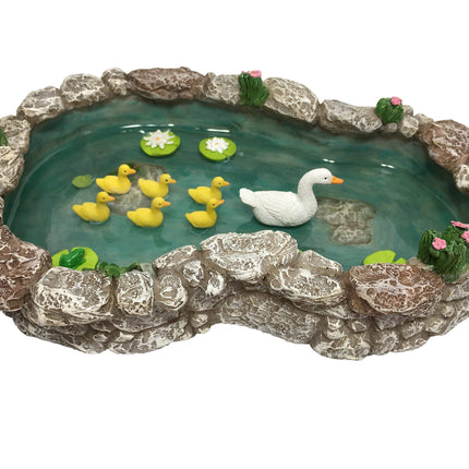 GlitZGlam Duck Pond -Mother and Ducklings! A Miniature Duck Pond for a Miniature Fairy Garden and Miniature Garden Accessories