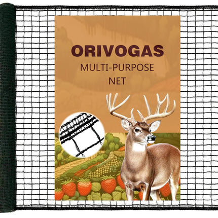 ORIVOGAS Deer Fence Netting,Plastic Mesh Fence 6.5x50ft,Reinforced Edges 55gsm Heavy Duty Animal Barrier,Ideal for Garden Netting,Against Bird,Temporary Fence,Fruit Plant Protection,Black
