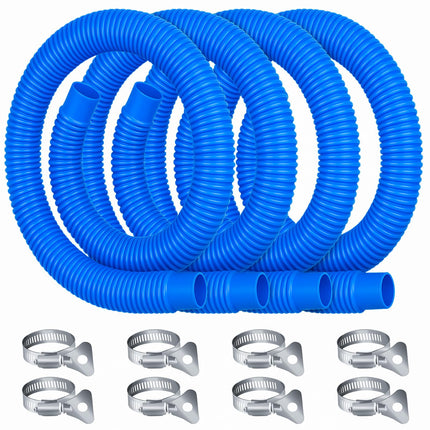 Homyplaza Replacement Pool Hoses for Above Ground Pools, 4 Pack, 1-1/4" Diameter x 59" Length, Includes 8 Metal Clamps, Compatible with All 1.25" Pool Filter Pumps