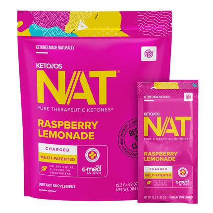 Keto//OS NAT® Raspberry Lemonade – Charged - Supplement for Men and Women (20 Count)