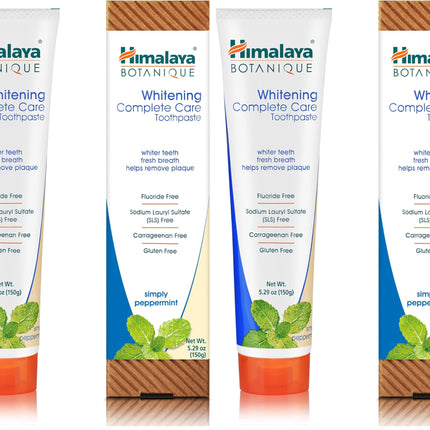 Himalaya Botanique Complete Care Whitening Toothpaste, Simply Peppermint, for a Clean Mouth, Whiter Teeth and Fresh Breath, 5.29 oz (Pack of 2)