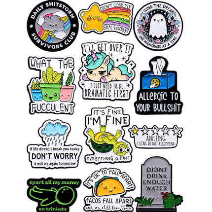 Funny Enamel Pins for Adults – Metal Humorous Sarcastic Pins for Backpacks, Jackets & Hats – Gift for Coworkers & Friends (Funny)