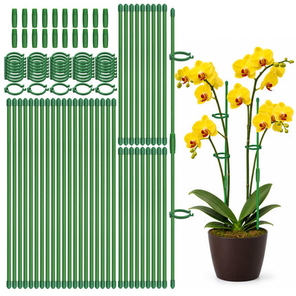 Catephe 40 Pcs Plant Support Stakes, Garden Stakes for Indoor Plants, Tall Adjustable Plant Sticks with 40 Clips and 20 Connectors for Monstera, Tomato, Vine Potted Plants