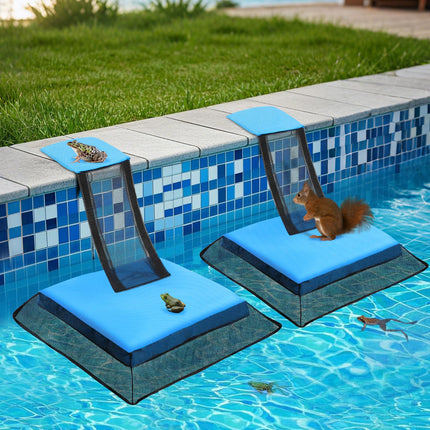 Weallere Animal Saving Escape Ramp,Animal Saver for Swimming Pool Critter, Rescue for Toads, Lizards, Ducks, Snakes, Chipmunk, Mice, Blue 2pcs