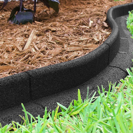 TISHO 3" x 48" Black Rubber No Dig Landscape Garden Border Edging (Pack 6)，Made of 100% Recycled Tires，Sturdy, Flexible and Reusable，Pieces are 4ft in Length (Color : Black)