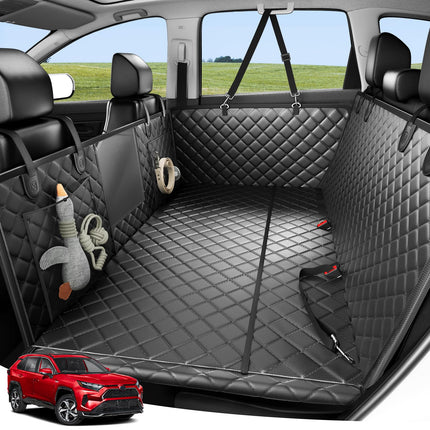 Zanch Heavy-Duty Dog Car Seat Cover, Flat Solid Back Seat Extender for Multi Large Dogs, Hard-Base Supports 450 lb, Waterproof Scratchproof Hammock Protector, Standard for Cars, SUV, Trucks, Black