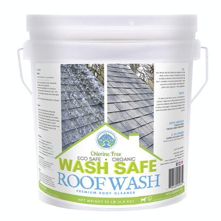 Wash Safe™ ROOF WASH Roof Cleaner, 10 lb. | Clear, Bleach-Free Concentrate | Clean Up to 10,000 sq. ft. of Asphalt, Wood, Slate and Ceramic Shingles or Tiles