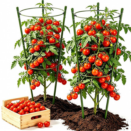 Gootaimi Large Tomato Cages, 24 Inch Tomato Cages for Garden, Plant Support Cages for Tomatoes, Potted Indoor Outdoor Plants, Flower Vine Climbing Plant Tomatoes Trellis, 2 Packs