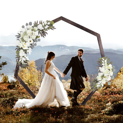 Yaseingoo 7.2-Ft Heptagonal Wooden Wedding Arch