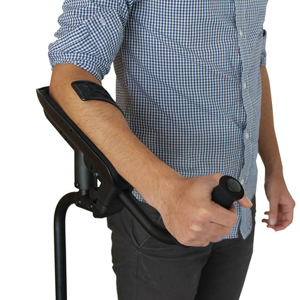 KMINA Adjustable Forearm Crutch for Adults (x1 Unit, Right Handed), Ergonomic Non-Slip Handles with Elbow Support, Patented, PRO Model, Made in Europe