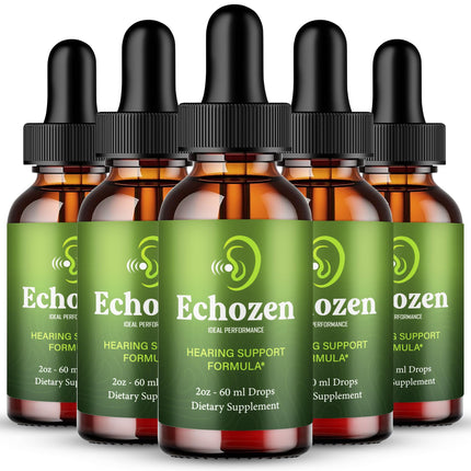 EchoZen Drops – Official EchoZen Ear Health & Hearing Support Supplement Droppers - Maximum Strength, All Natural Liquid Formula for Clear Sound, Echo Zen Inner Ear Health Support Reviews (5 Pack)