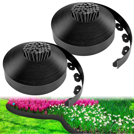 Sasylvia 2.5 Inch x 200 FT Landscape Edging Kit Garden Edging Border with 120 Spikes 10 Connectors Flexible Plastic Edge Border for Landscaping Lawn Garden Flower Beds Yard Paver Pathway(Black)
