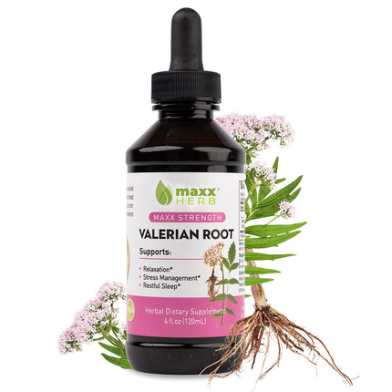 Maxx Herb Valerian Root Extract - Max Strength, Liquid Valerian Root Absorbs Better Than Capsules, for Relaxation and Restful Sleep, Alcohol-Free - 4 Oz Bottle (60 Servings)