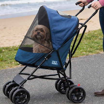 Pet Gear Travel Lite Plus Stroller, Compact, Easy Fold, No Assembly Required, Large Wheels for Cats and Dogs up to 15 pounds, Caribbean Sea