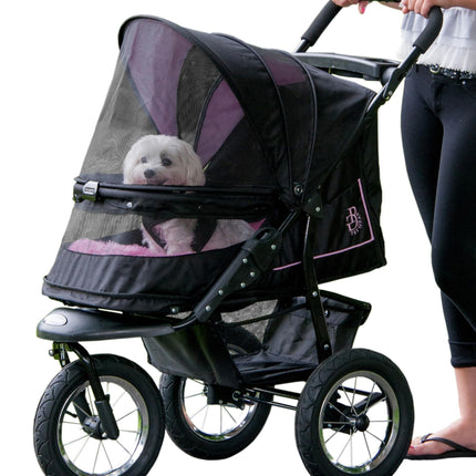 Pet Gear No-Zip NV Pet Stroller for Cats/Dogs, Zipperless Entry, Easy One-Hand Fold, Gel-Filled Tires, Plush Pad + Weather Cover Included, Pink Diamond