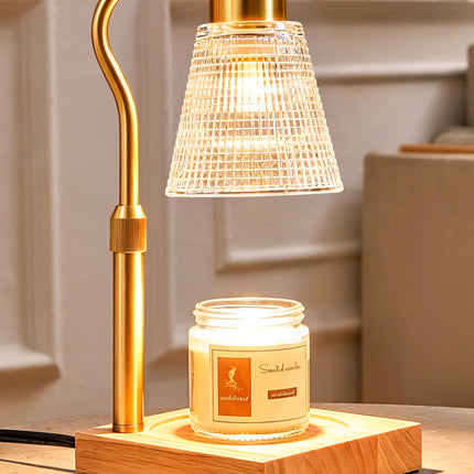 Height Adjustable Candle Warmer Lamp with Timer, 3 Dimmable Wax Melt Warmer, Birthday Gifts for Women Mom, House Warming Gifts New Home Decor, Candle Warmer for Jar Candles with 2 Bulbs, Gold-Clear