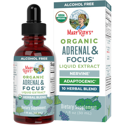 MARYRUTH'S Organics - USDA Organic Brain Nootropic Supplement for Adults with Ginkgo Biloba & Astragalus | Focus & Adrenal Support | Brain & Memory Drops | Vegan | Non-GMO | Gluten Free | 30 Servings