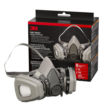 3M™ Paint Project Reusable Respirator 6211P1-DC, OV/P95, Medium, 1-Fcpc, 1-pr of 6001 Ctdgs, 2-pr 5P71 Fltrs, 1-pr of 501 Rtnrs