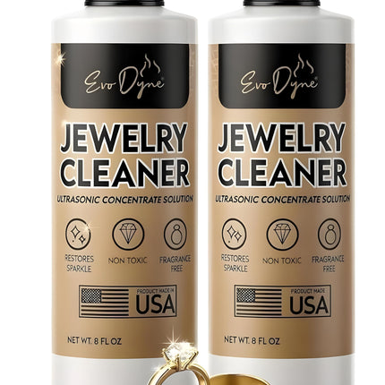 Ultrasonic Jewelry Cleaner Solution (16oz) Concentrated Jewelry Cleaner for Diamonds, Gold, Silver & More | Compatible with Ultrasonic Machine (s) - Made in USA
