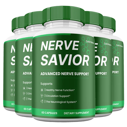 (5 Pack) NerveSavior Supplement Pills, Nerve Savior All Natural Brain and Cognitive Supplement Pills